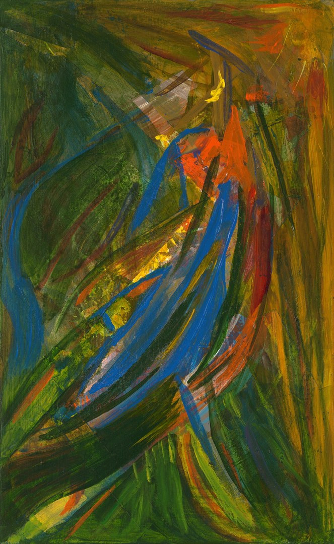 Soul Bird Take Flight, 2026, acrylic on reclaimed cabinet panel