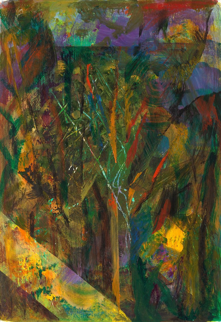 We Have Always Been Trees, 2026, acrylic on reclaimed cabinet panel